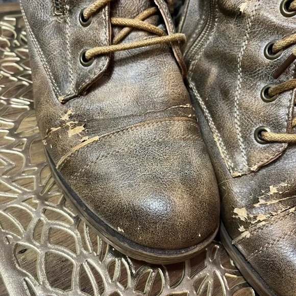 Brown Lace-Up Combat Boots - Picture 9 of 10